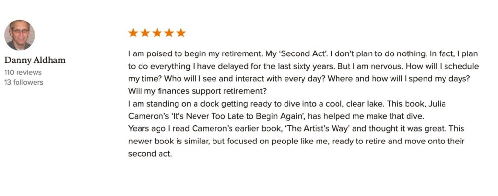 Book Review 4 - It's Never Too Late to Begin Again